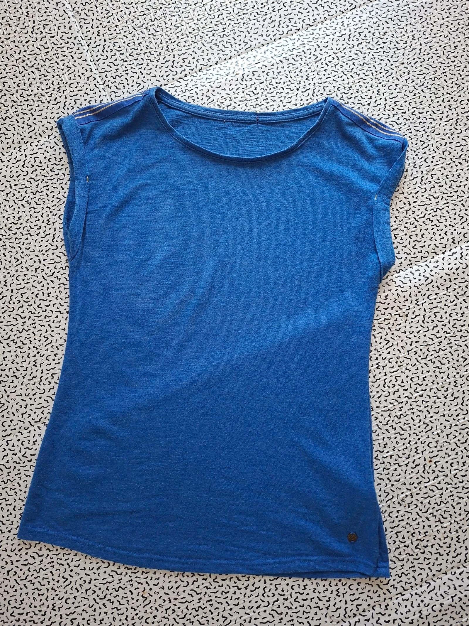 T-shirt Bonobo feminino XS azul mangas curtas gola redonda algodão básico – photo 6
